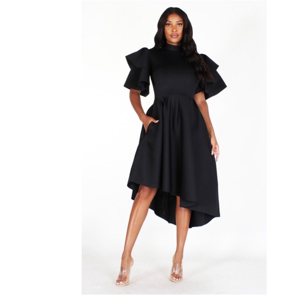 FABULOUS BLACK ASYMMETRIC DRESS